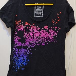 Mickey Mouse Black and Multicolor Kids T-Shirt